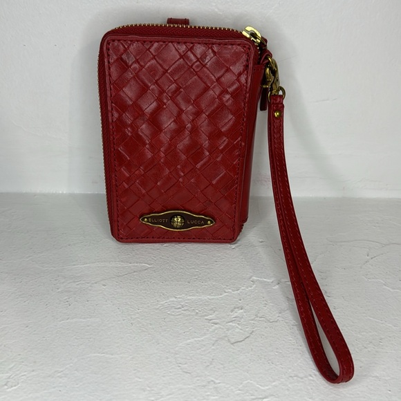 Elliott Lucca red woven leather phone wallet/wristlet - Picture 2 of 14